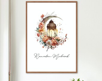 Ramadan Mubarak Poster | Printable Ramadan Poster/Card | Minimal Ramadan Art | Ramadan Art Decoration | Digital Print | Ramadan Mubarak Gift