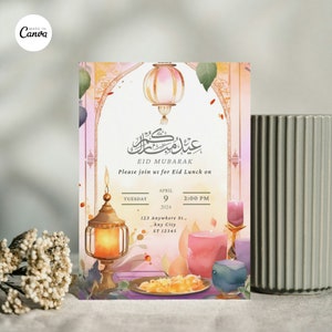 Bearbeitbar Elegante Eid Party Einladen | Druckbare Eid Party Vorlage | Digitale Eid Party Karte Einladen | Eid Party Einladung Einladen | Eid Party