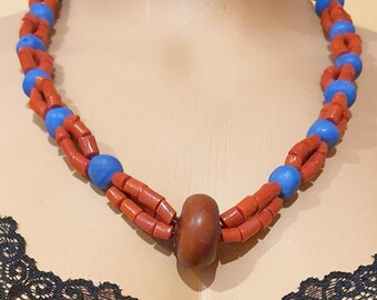 Handgemachte Berber Koralle Halskette, Sahara ethnischen Schmuck