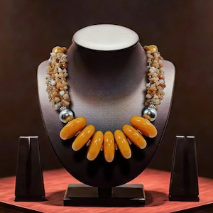 Handmade Enamel Beaded Layering Necklace - Vintage Ethnic African Tribal Jewelry for Women - Wedding, Party, or Everyday Wear