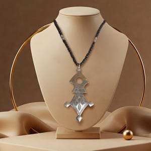 Handcrafted Berber Tuareg Necklace for Women - Vintage Nomadic Jewelry from the Moroccan Sahara - Amazigh Treasures - Raw Silver Pendant