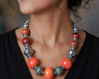 Collier berbère vintage, plata marroquí, perlas en correo electrónico, fait main
