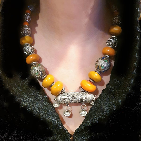 Maroc mariage perles bijoux berbère collier nomades bijoux rare antique vintage ethnique touareg artisanat artisanal cadeau des femmes