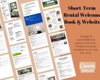 Welcome Book Template || STR Airbnb || Editable Canva Welcome Guide House Manual