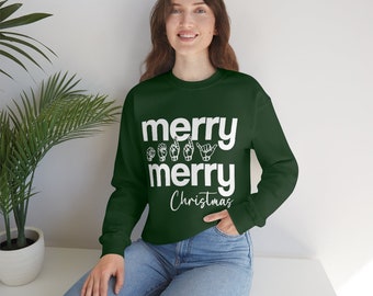 Merry Christmas Sign Language ASL Crewneck Sweatshirt