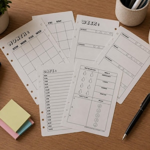 Traditional Planner Bundle A5 | Monthly + Weekly + Daily Printed Inserts for 6 Ring Binder, Filofax, LV GM Agenda