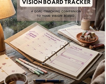 Printable Vision Board Tracker Kit | Goal Manifestation Workbook (Digital Download)