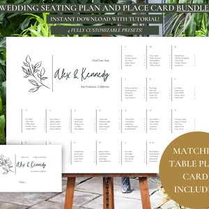 Tabella dei posti a sedere e pacchetto segnaposto per matrimoni, eventi / Modello completamente personalizzabile con Canva Free / Tutorial incluso / Alfabetico