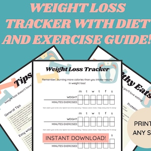 WEIGHT LOSS CHART With Diet and Exercise Guide | Tips & Tricks | Goal Setter | Easy Ways to Burn Calories | Tasty Snacks and Meals | Weekly