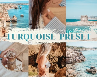 TURQUOISE PRESET | lightroom mobile preset | Summer preset, travel preset, aesthetic preset, instagram preset