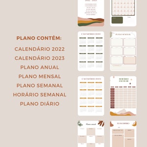 Boho Portuguese Vertical Student Plan Printable planner, academic planner, weekly planner, monthly planner, annual planner image 3