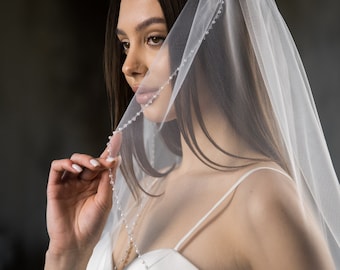 Beaded Wedding Veil,bride to be veil,Bridal Wedding Veil,Wedding Long Veil,cathedral veil,with beaded edge,custom veil
