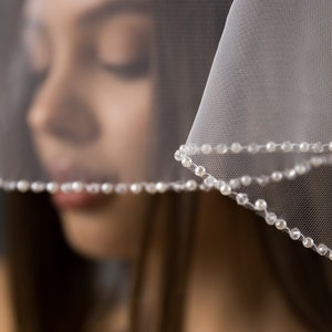 Beaded Bridal Veil, Plain Wedding Vail, Cathedral Veils, Simple Veil, Minimalist Veil, 1 Tier Plain Veil, Veil for Wedding