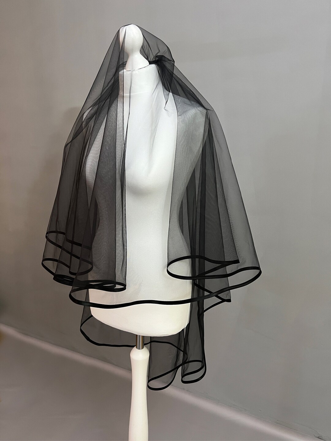 Black Bridal Veil Gothic Wedding Veil Two Layer Veil Black Etsy
