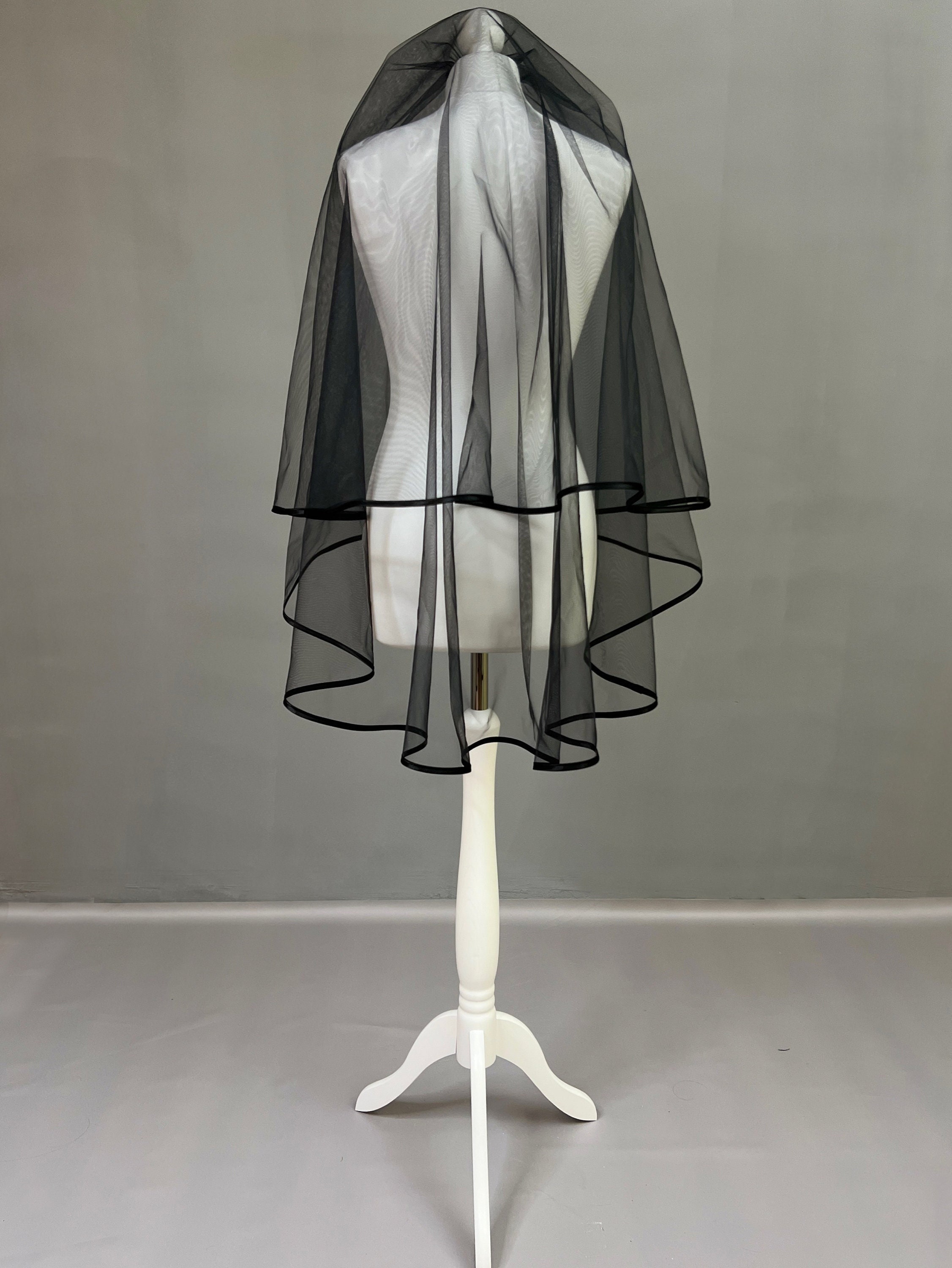 Black bridal veil, Bridal Wedding Veil, Two Layer Veil, black cathedral veil, 2 layer veil, cathedral veil, black lace veil