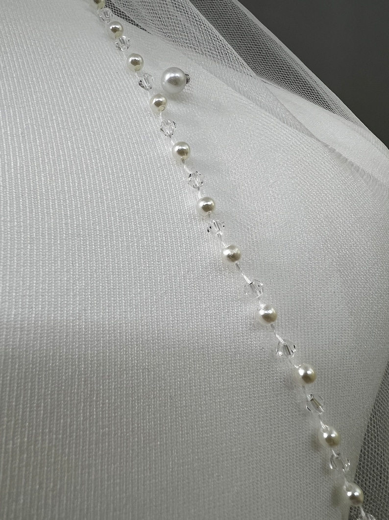 Beaded Edge Veil Beaded Wedding Veil Ivory Bridal Veil Bridal Etsy