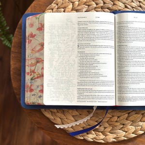 Luxurious Blue Leather Bible | NLT Creative Journaling Bible | Customize with My Name image 8