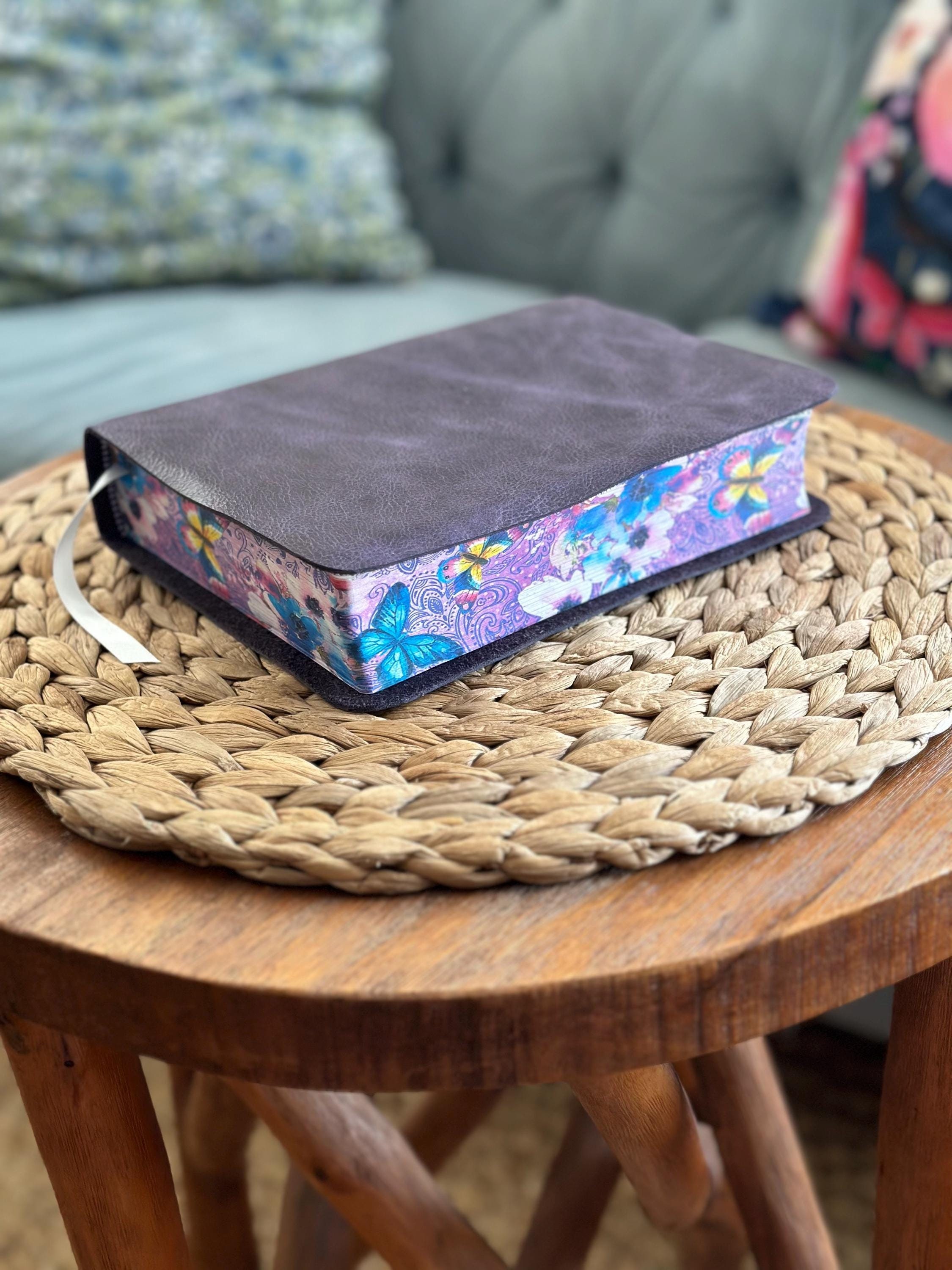 Purple Genuine Leather Bible | Creative Journaling NLT | Personalize with My Name