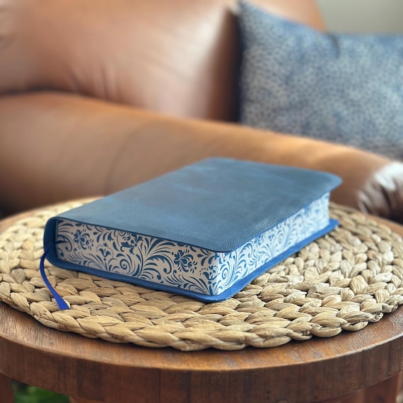 Blue ESV Creative Journaling Bible | Genuine Leather | Add My Name