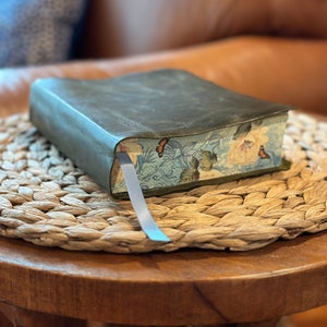 Luxe Green Leather Bible for Creative Journaling | Full Grain Italian Leather NLT | Customize with Your Name