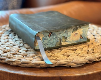 Olive Green NLT Bible for Creative Journaling | Full Grain Italian Leather | Add My Name