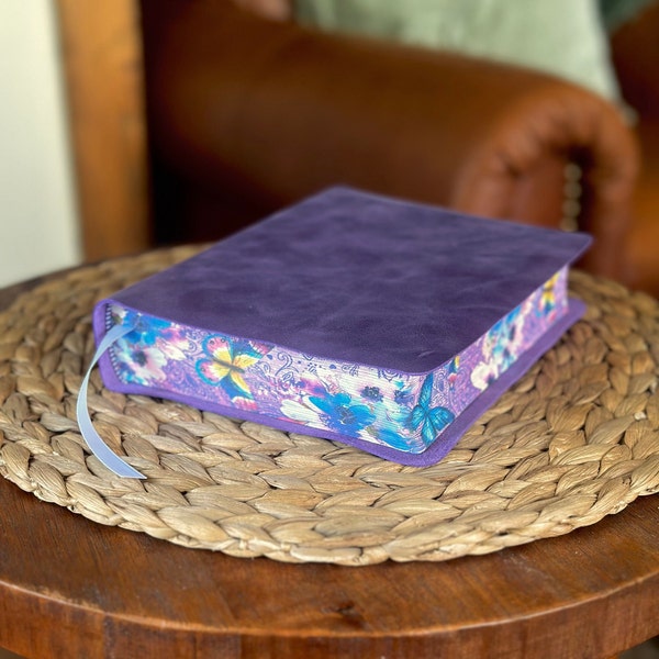 Purple NLT Creative Journaling Bible | Full Grain Leather Bible | Name Imprinting Available