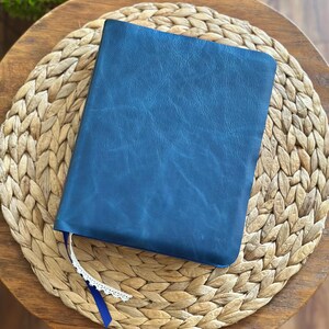Luxurious Blue Leather Bible | NLT Creative Journaling Bible | Customize with My Name image 14