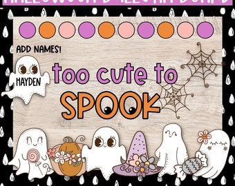 Retro Halloween Bulletin Board Kit, "Too Cute to Spook" (Digital Download)