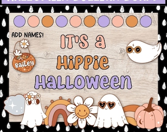 Retro Halloween Bulletin Board, Printable Fall Classroom Decor, Retro Classroom Decor, Halloween Bulletin Board Letters, October Door Decor