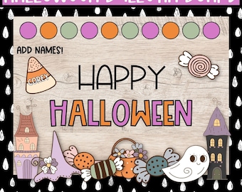 Retro Halloween Bulletin Board, Happy Halloween, Retro Fall Classroom Decor, Halloween Bulletin Board Letters, October Door Decor