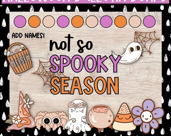 Retro Halloween Bulletin Board, Spooky Season, Retro Fall Classroom Decor, Halloween Bulletin Board Letters, October Door Decor