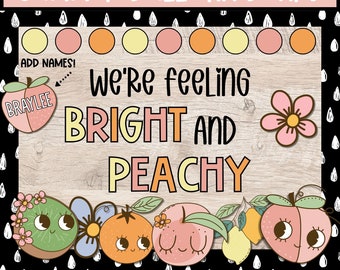 Retro zomer Bulletin Board Kit, helder en perzikkleurig, mei en juni deur decor en display, afdrukbare DIY zomer Bulletin Board Kit