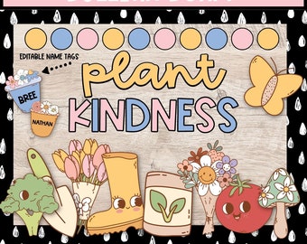 Prikbordkit retro Plant Kindness, lenteklasdecor (digitale download)
