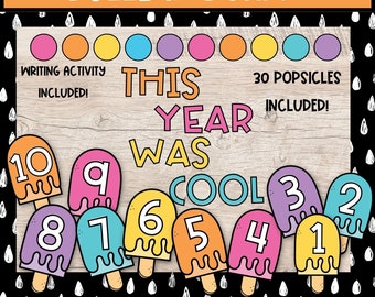 Bulletinboardkit zomer countdown, ijslollythema (digitale download)