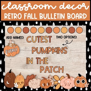 Retro Fall Bulletin Board, DIY Bulletin Board Kit, Pumpkin Bulletin Board for Teachers, Fall Classroom Decor and October Door Decor