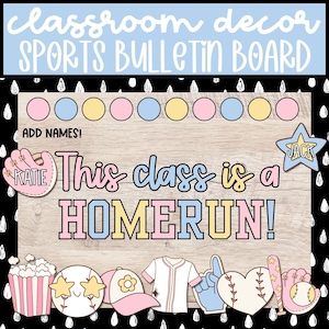 Retro Baseball Back to School Bulletin Board Kit, Classroom Door Decor, Printable DIY Summer Bulletin Board Kit for Teachers