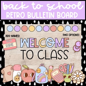 Retro Back to School Bulletin Board for Retro Classroom Decor, DIY Classroom Decor, Retro Door Decor for Teachers, August Bulletin Board