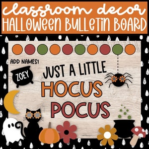 Tablón de anuncios de Halloween Boho, Hocus Pocus, decoración retro del aula de otoño, cartas del tablón de anuncios de Halloween, decoración de puertas de octubre para profesores