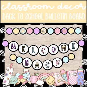 Back to School Friendship Bracelet Bulletin Board Kit, Classroom Door Decor Ideas, Welcome Back Retro Groovy Bulletin Board Kit DIY