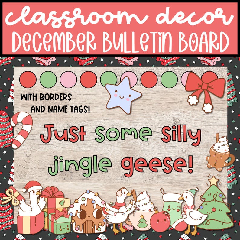 Retro Christmas Goose Bulletin Board, Classroom Winter Door Decor ...