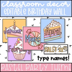 Birthday Bulletin Board for Classroom, DIY Classroom Decor, Pastel Classroom Decor Theme, Birthday Wall for Teachers