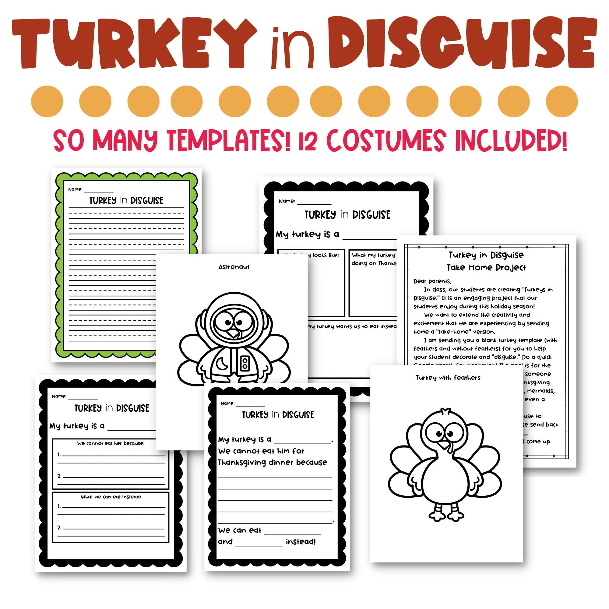 thanksgiving writing activity for kids, turkey in disguise writing