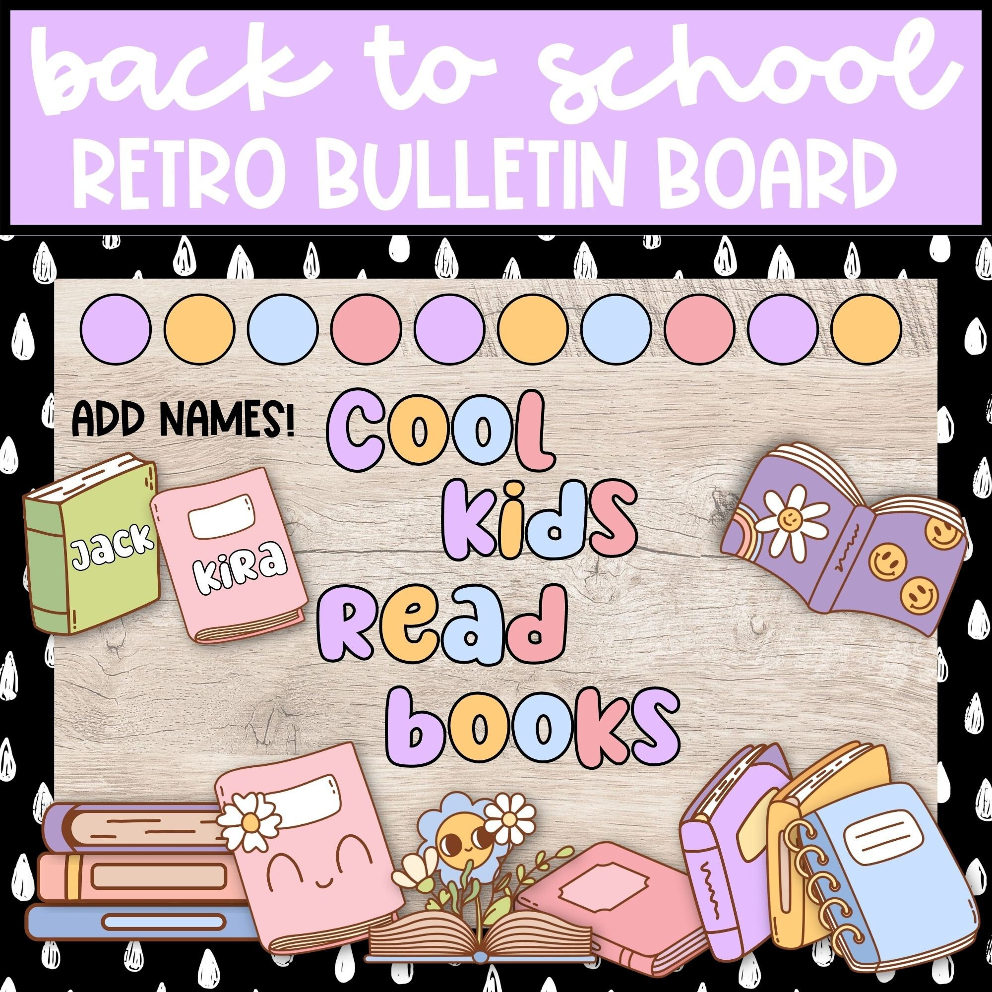 Back to School Reading Bulletin Board, Retro Library Bulletin Board for ...
