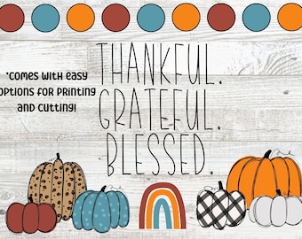 Thanksgiving Bulletin Board for Classroom Decor and Door Decor, Easy Teacher Decor, Thanksgiving and Pumpkin Fall Bulletin Board Kit, DIY