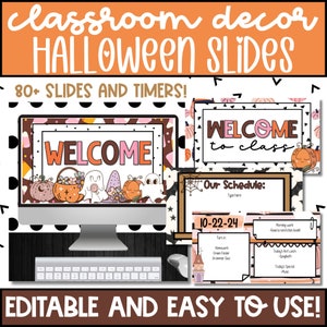 Halloween Daily Slides Templates for Google Slides and PowerPoint, Halloween Classroom Decor, School Slides for Google