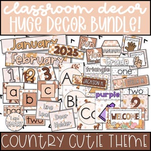 Western Cowgirl Classroom Decor Bundle, Editable Cute Farm Themed Classroom, Country Cutie Classroom Decor Kit for Elementary Back to School