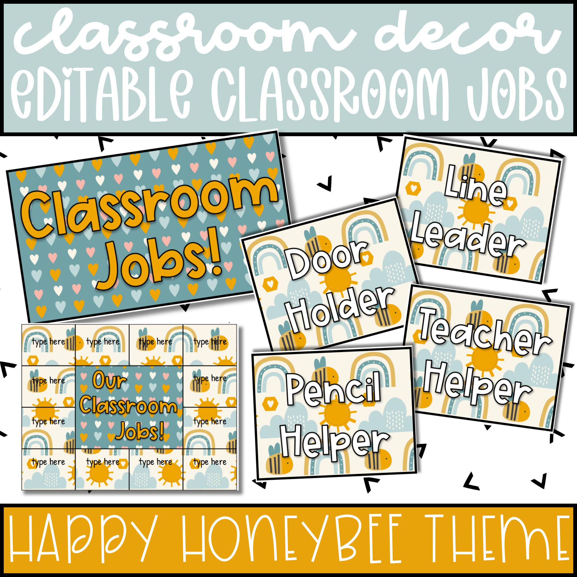 Editable Honeybee Classroom Jobs Chart, Bee Decor Theme (digital ...