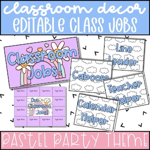 Editable Classroom Jobs Display, Classroom Jobs Chart, Retro Pastel Classroom Decor Theme