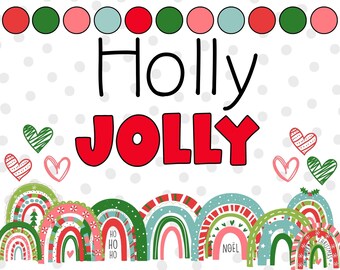 Christmas Bulletin Board for Elementary Classroom and Christmas Door Decor, Rainbows, Printable and DIY Bulletin Board Kit for Teachers