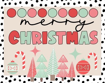 Christmas Trees Bulletin Board for Elementary Classroom, Hallway, or Winter Door Decor, Printable and DIY Bulletin Board Kit for Teachers